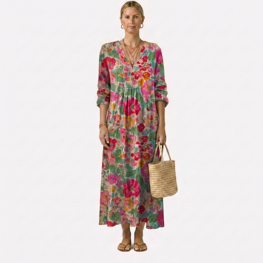 Vestido elegante con estampado floral Rosa