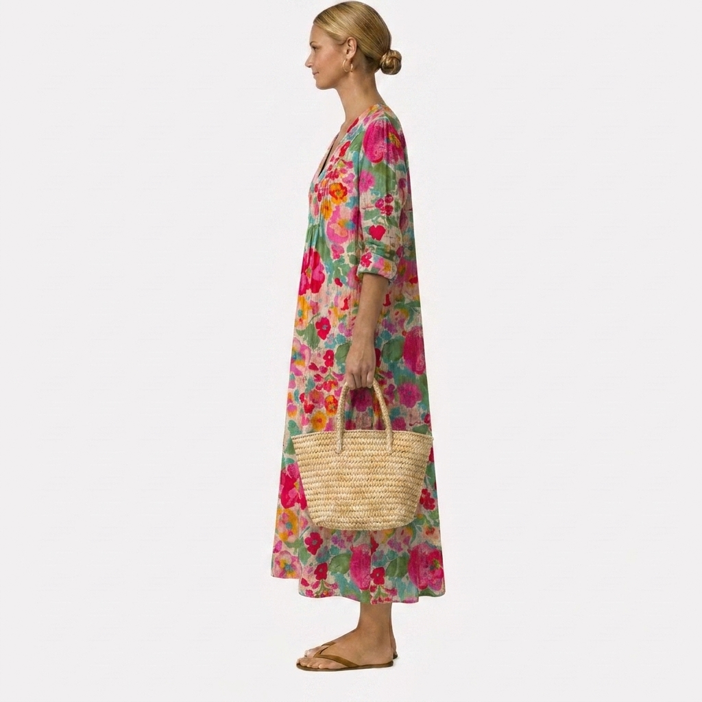 Vestido elegante con estampado floral Rosa