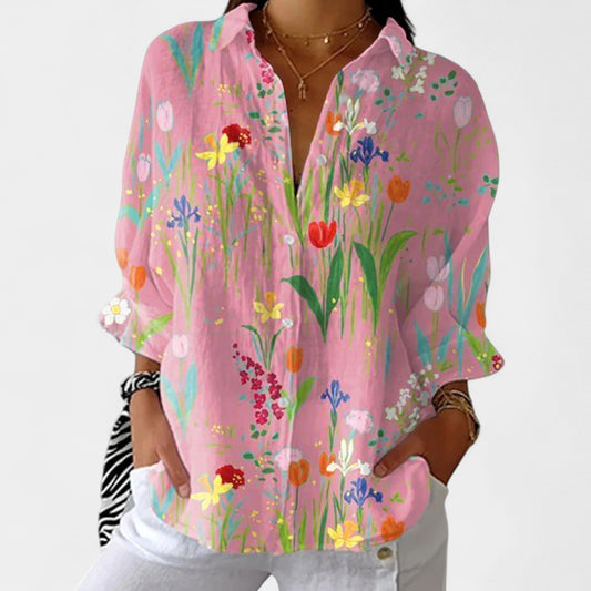 Nika – Blusa de verano con estampado vibrante