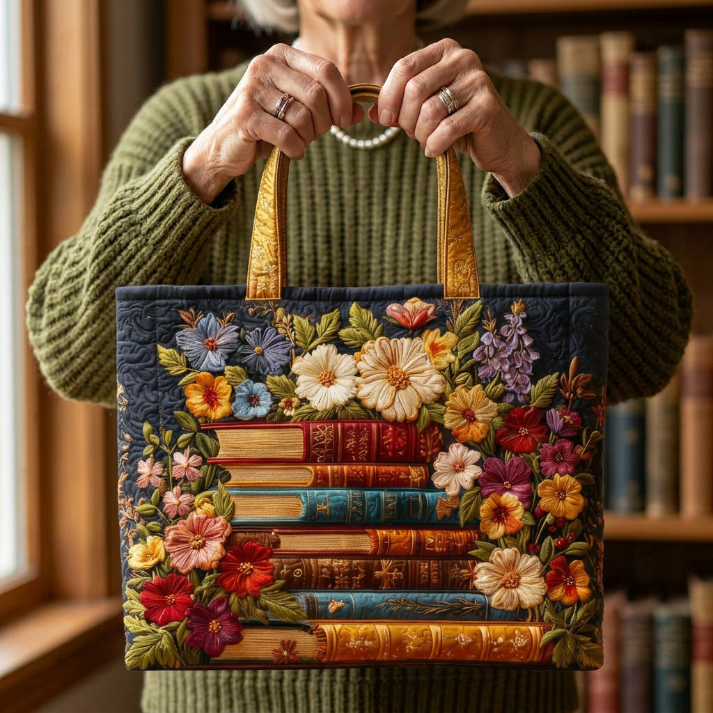 Viveka – Bolso de tela acolchado con flores bordadas