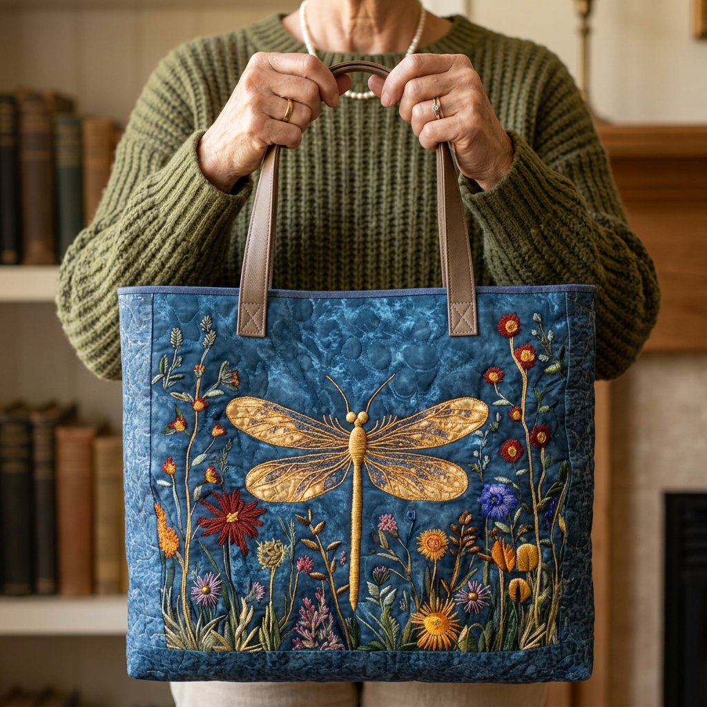 Majken – Bolso tote acolchado con libélula