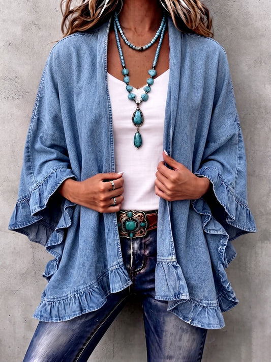 Corinne | Cárdigan vaquero boho con volantes