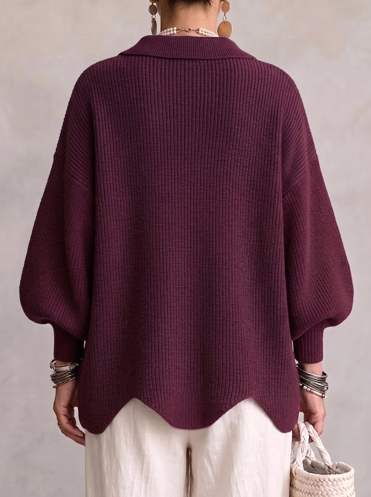 Elvinia™ | Cárdigan oversize con cuello y grandes botones metálicos