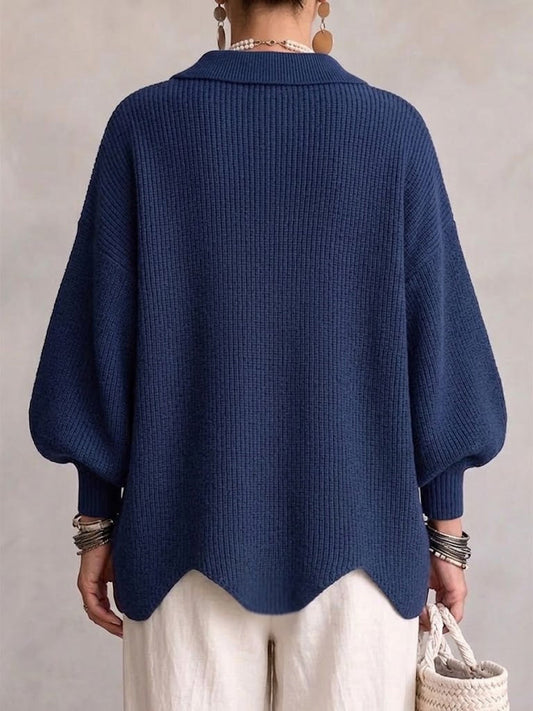 Elvinia™ | Cárdigan oversize con cuello y grandes botones metálicos