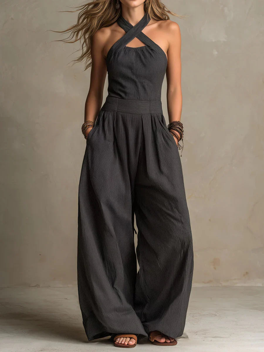 Blanca — Mono elegante con escote cruzado