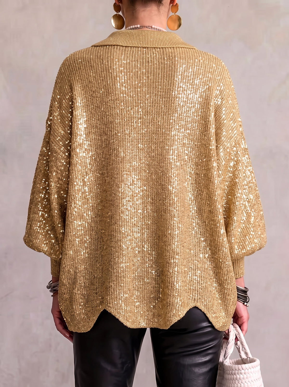 Elvinia™ | Cárdigan oversize con cuello y grandes botones metálicos