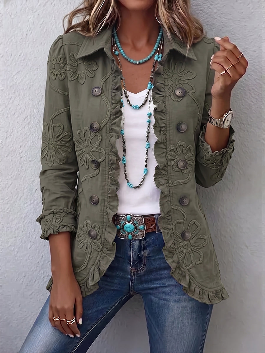 Coraleen | Chaqueta utilitaria con bordado floral