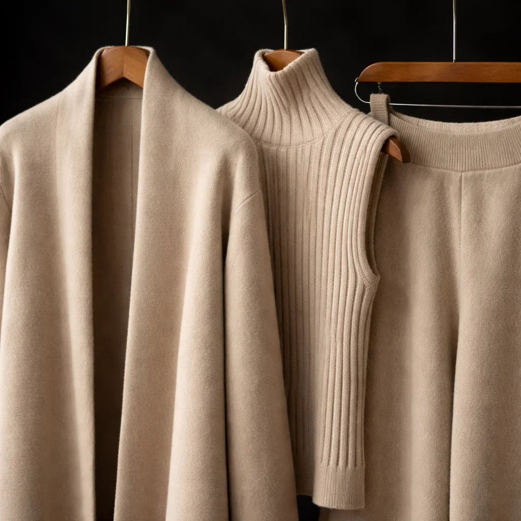 MAISON | Conjunto de Punto de Cachemira de Tres Piezas