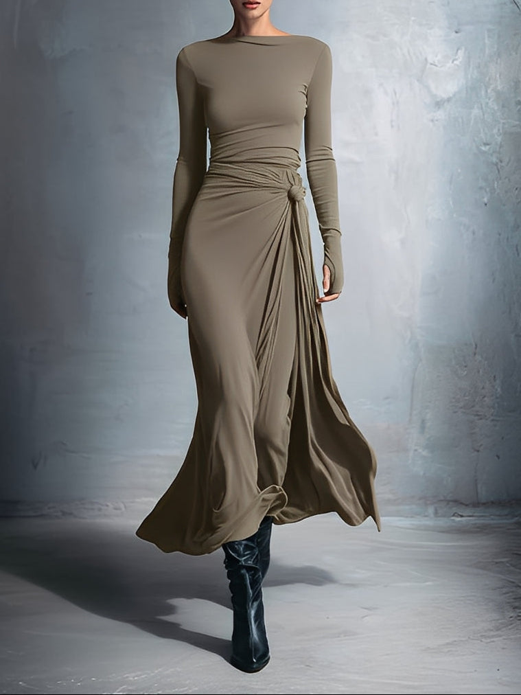 Naomie | Vestido maxi con nudo de seda