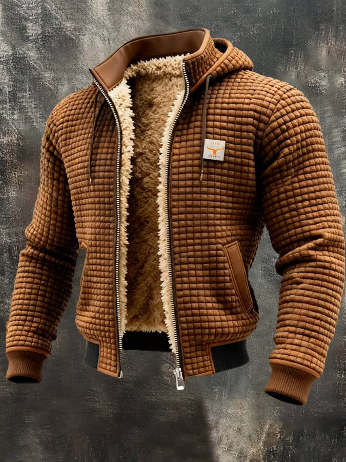 Chaqueta retro con capucha y cremallera