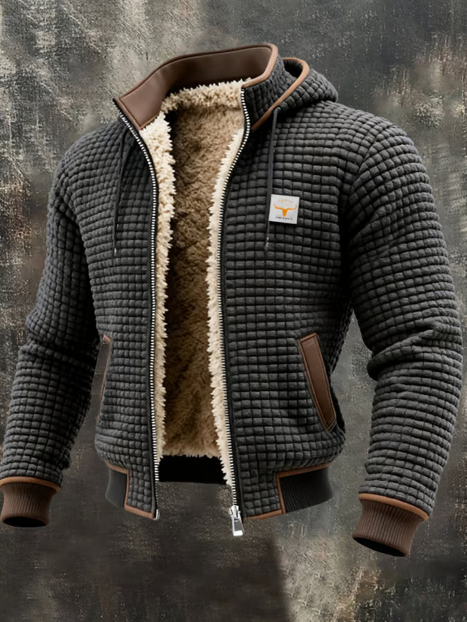 Chaqueta retro con capucha y cremallera