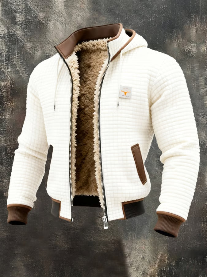 Chaqueta retro con capucha y cremallera