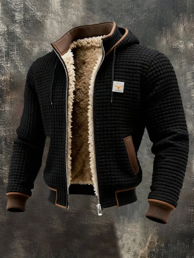 Chaqueta retro con capucha y cremallera