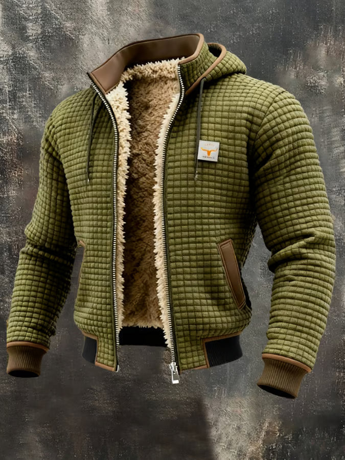 Chaqueta retro con capucha y cremallera