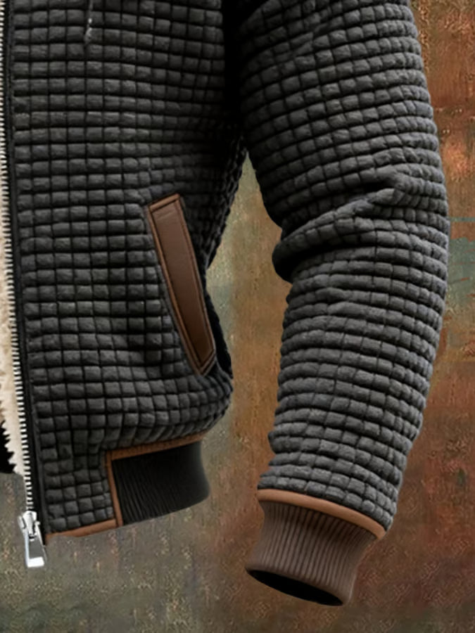 Chaqueta retro con capucha y cremallera