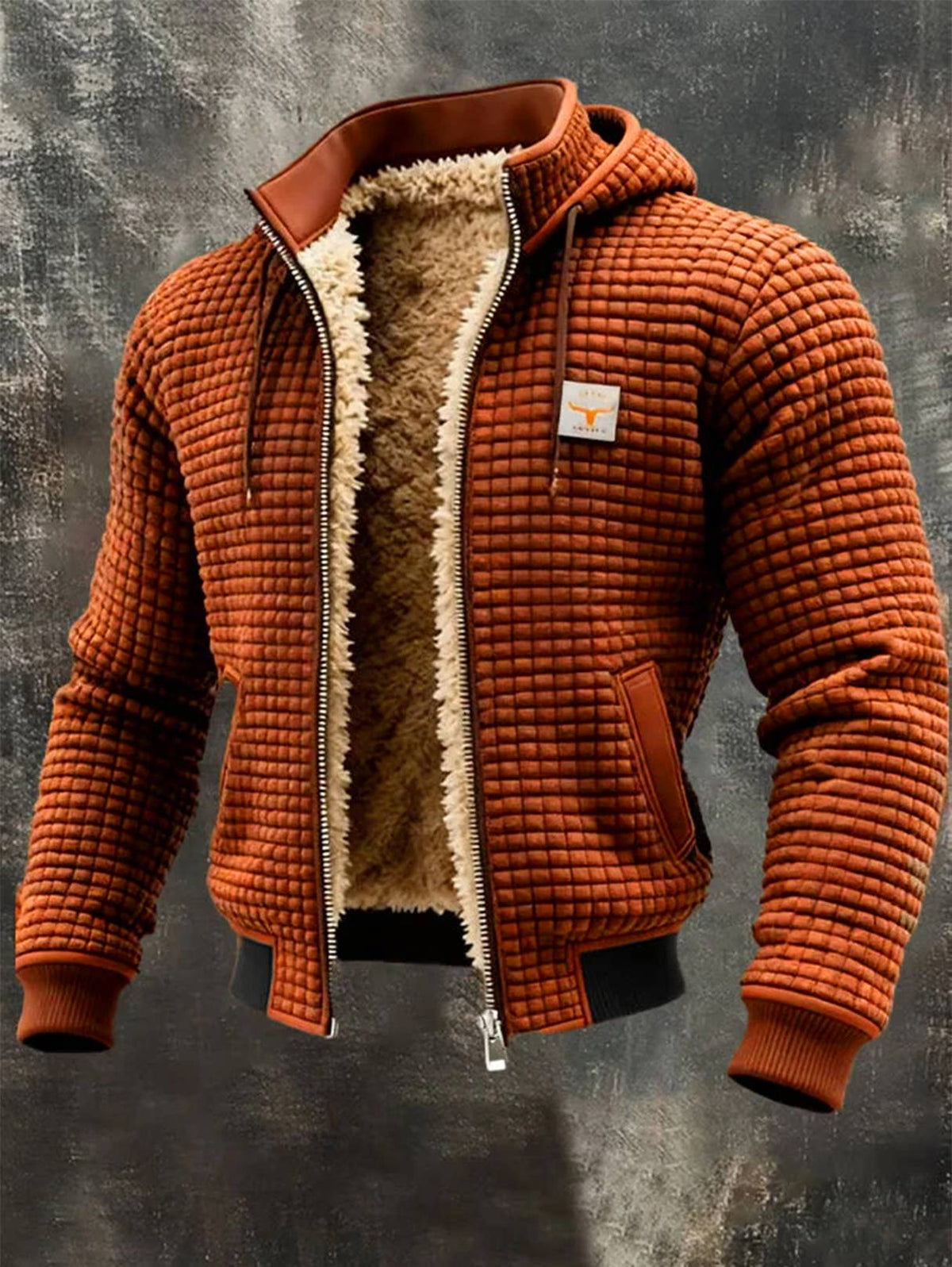 Chaqueta retro con capucha y cremallera